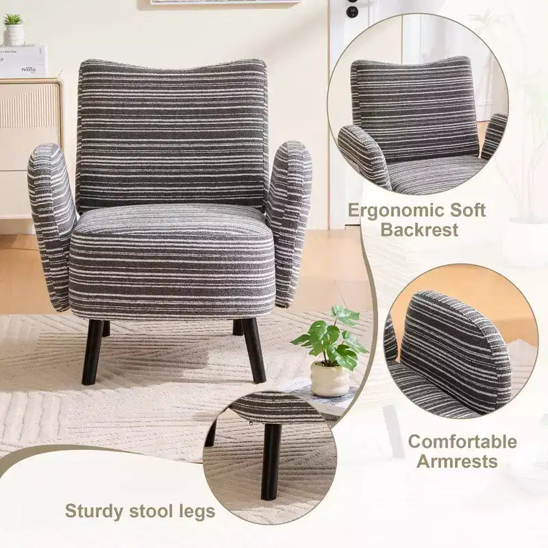 GDFStudio Pira Modern Boucle Upholstered Armchair with Side Storage Pocket