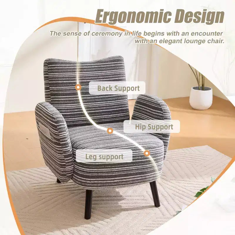 GDFStudio Pira Modern Boucle Upholstered Armchair with Side Storage Pocket