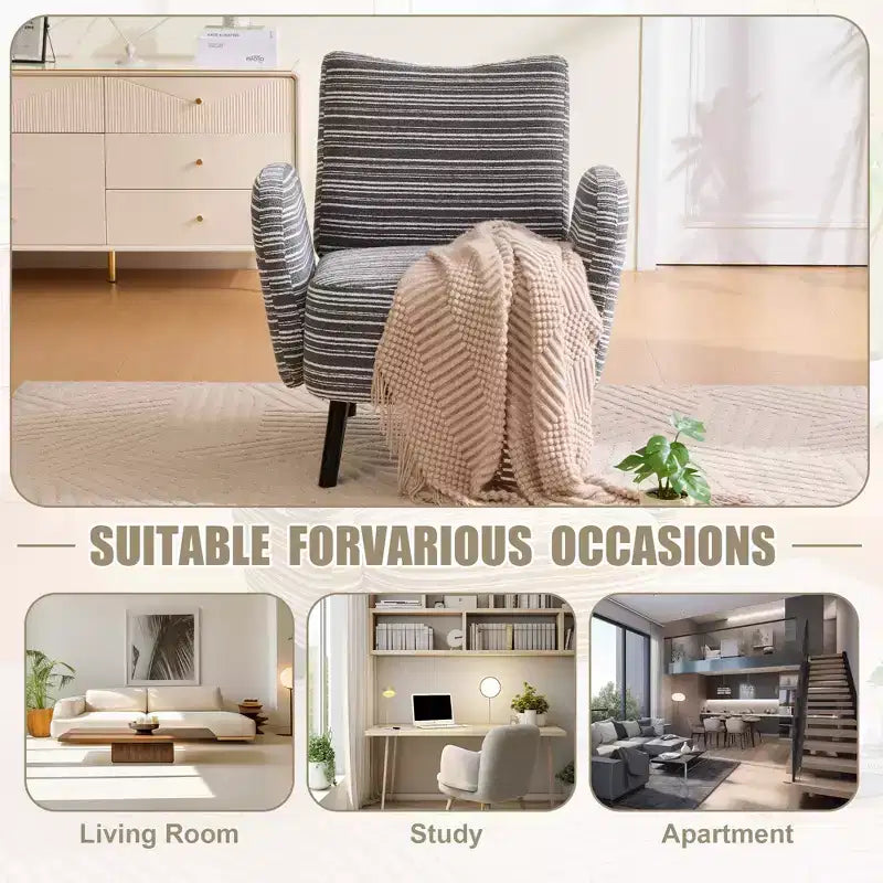 GDFStudio Pira Modern Boucle Upholstered Armchair with Side Storage Pocket