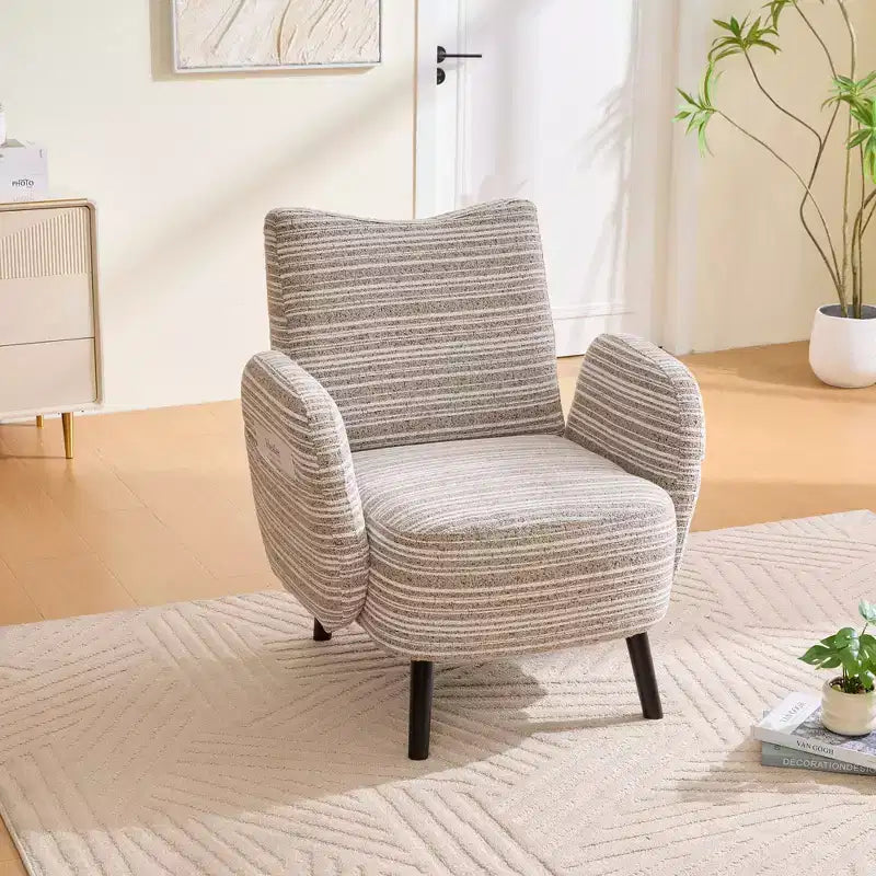 GDFStudio Pira Modern Boucle Upholstered Armchair with Side Storage Pocket