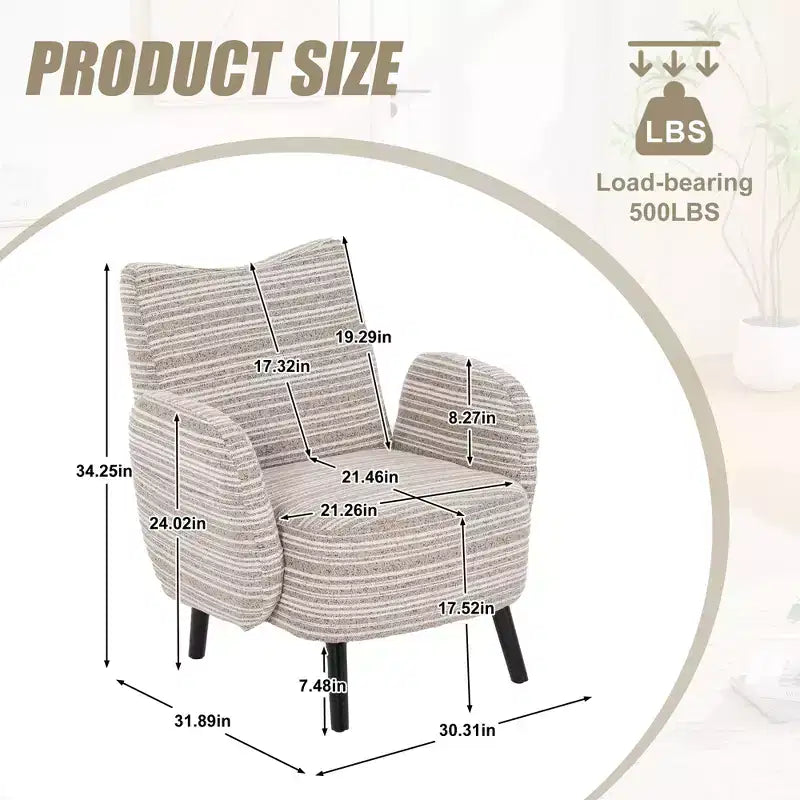 GDFStudio Pira Modern Boucle Upholstered Armchair with Side Storage Pocket