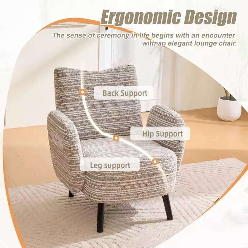 GDFStudio Pira Modern Boucle Upholstered Armchair with Side Storage Pocket