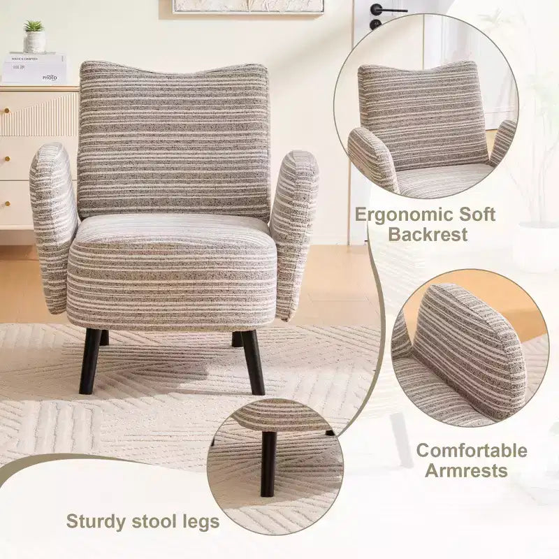 GDFStudio Pira Modern Boucle Upholstered Armchair with Side Storage Pocket