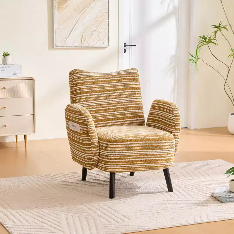 GDFStudio Pira Modern Boucle Upholstered Armchair with Side Storage Pocket