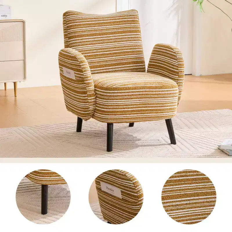 GDFStudio Pira Modern Boucle Upholstered Armchair with Side Storage Pocket