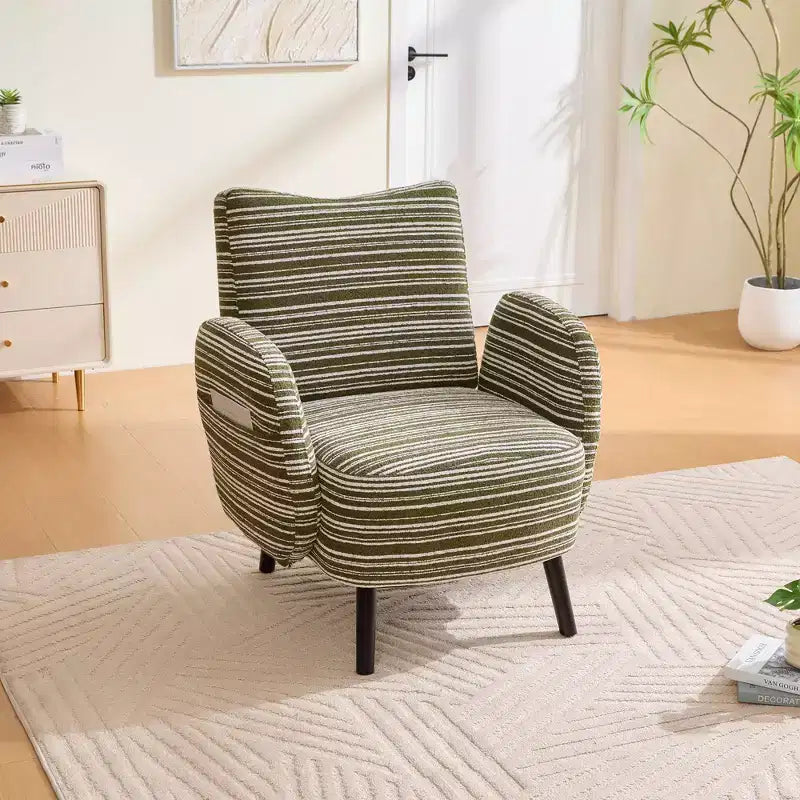GDFStudio Pira Modern Boucle Upholstered Armchair with Side Storage Pocket