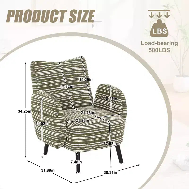 GDFStudio Pira Modern Boucle Upholstered Armchair with Side Storage Pocket