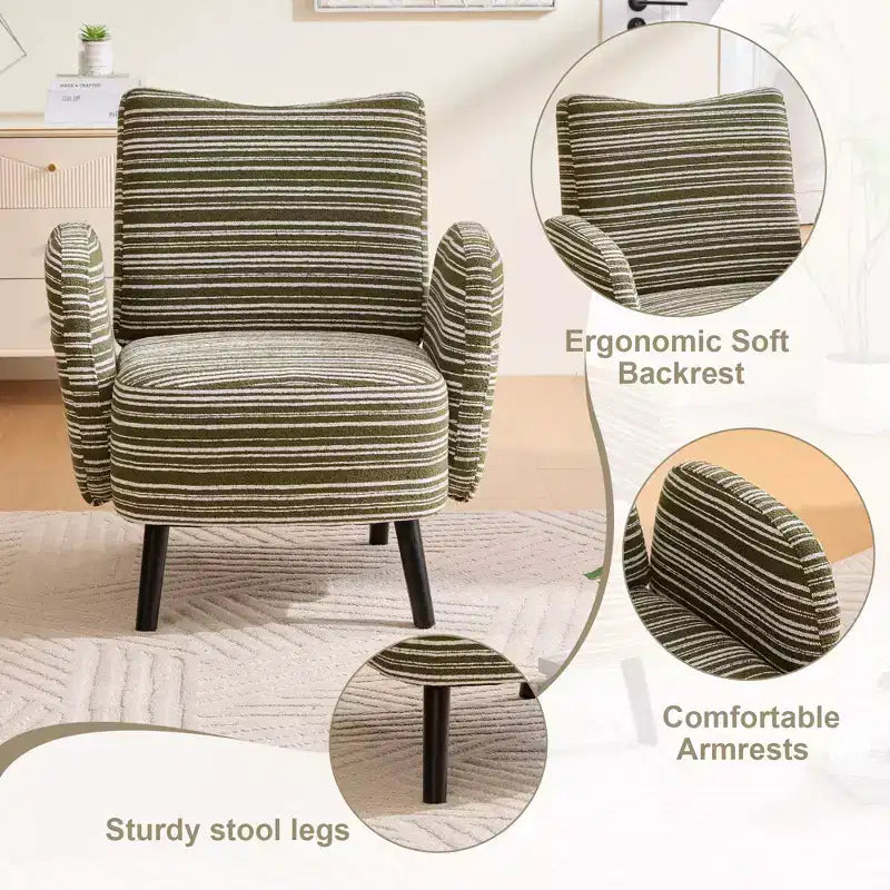 GDFStudio Pira Modern Boucle Upholstered Armchair with Side Storage Pocket