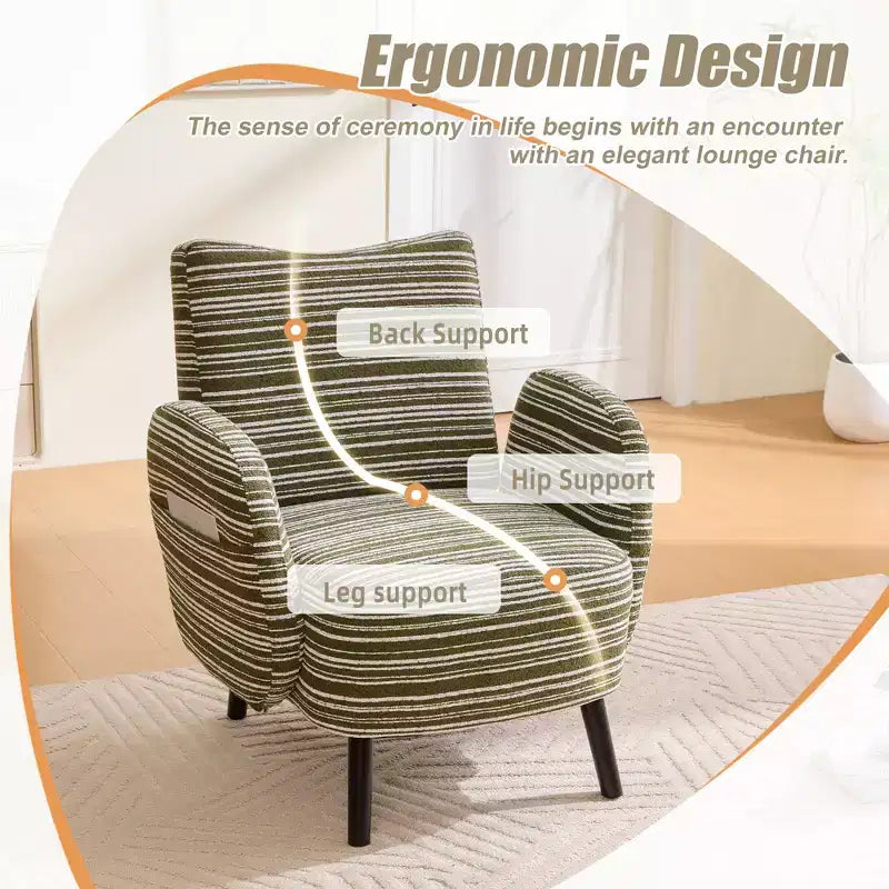GDFStudio Pira Modern Boucle Upholstered Armchair with Side Storage Pocket