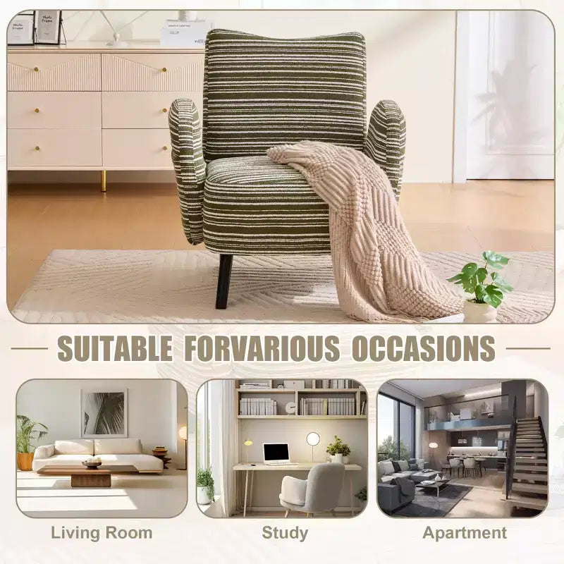 GDFStudio Pira Modern Boucle Upholstered Armchair with Side Storage Pocket