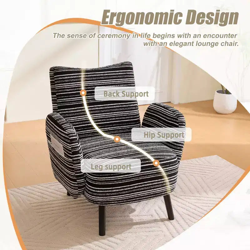 GDFStudio Pira Modern Boucle Upholstered Armchair with Side Storage Pocket