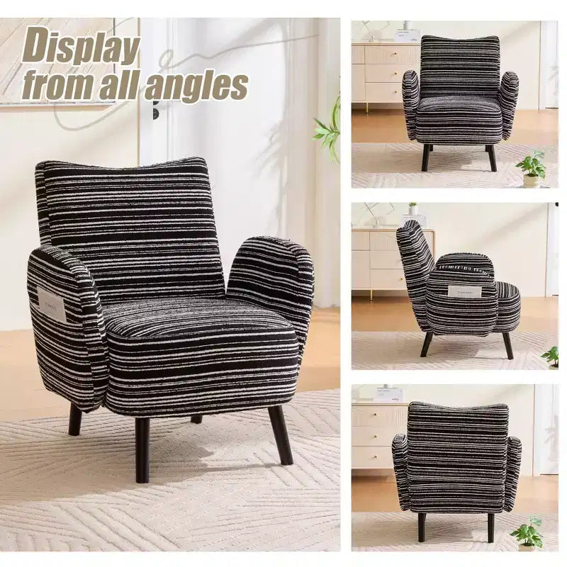 GDFStudio Pira Modern Boucle Upholstered Armchair with Side Storage Pocket