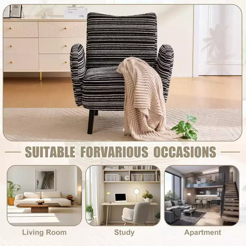GDFStudio Pira Modern Boucle Upholstered Armchair with Side Storage Pocket