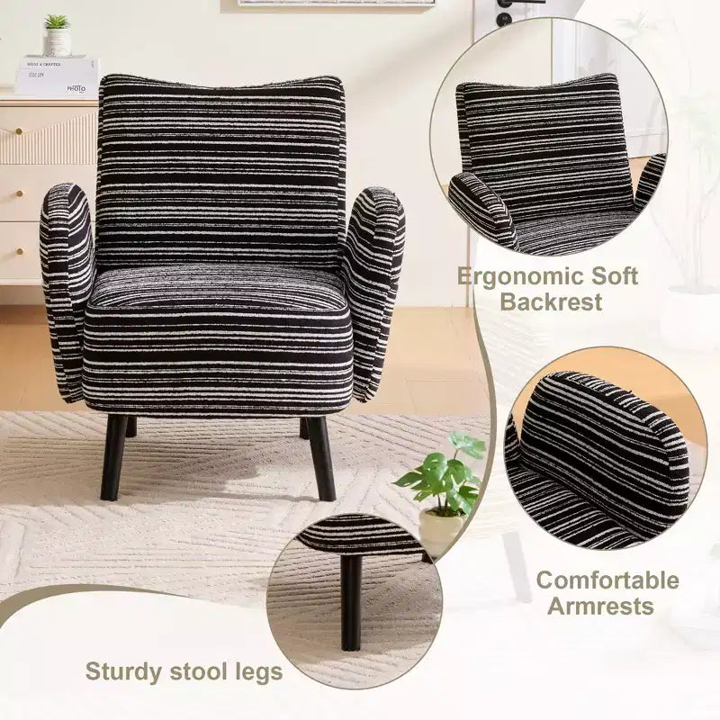 GDFStudio Pira Modern Boucle Upholstered Armchair with Side Storage Pocket