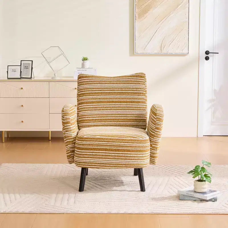 GDFStudio Pira Modern Boucle Upholstered Armchair with Side Storage Pocket
