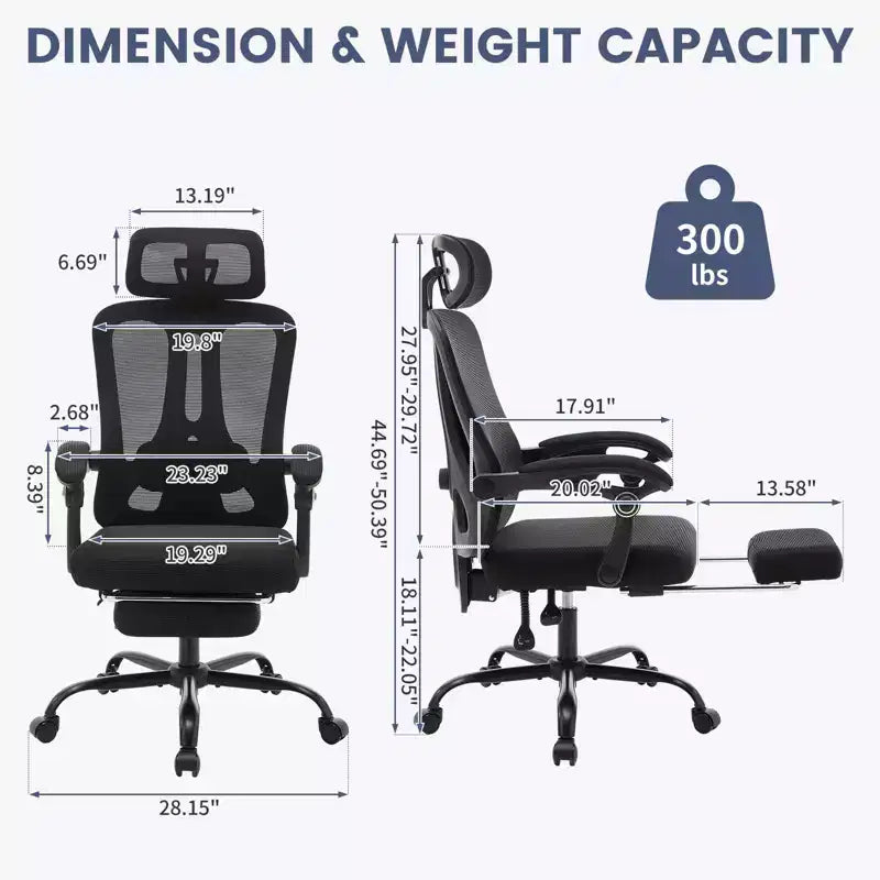 Acekool Ergonomic Office Chair with Wheels, Mesh High Back Desk Chair, Adjustable Height Swivel Computer Chair for Work or Gaming