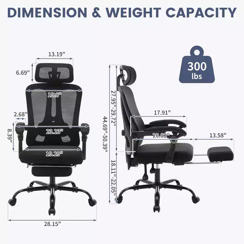 Acekool Ergonomic Office Chair with Wheels, Mesh High Back Desk Chair, Adjustable Height Swivel Computer Chair for Work or Gaming