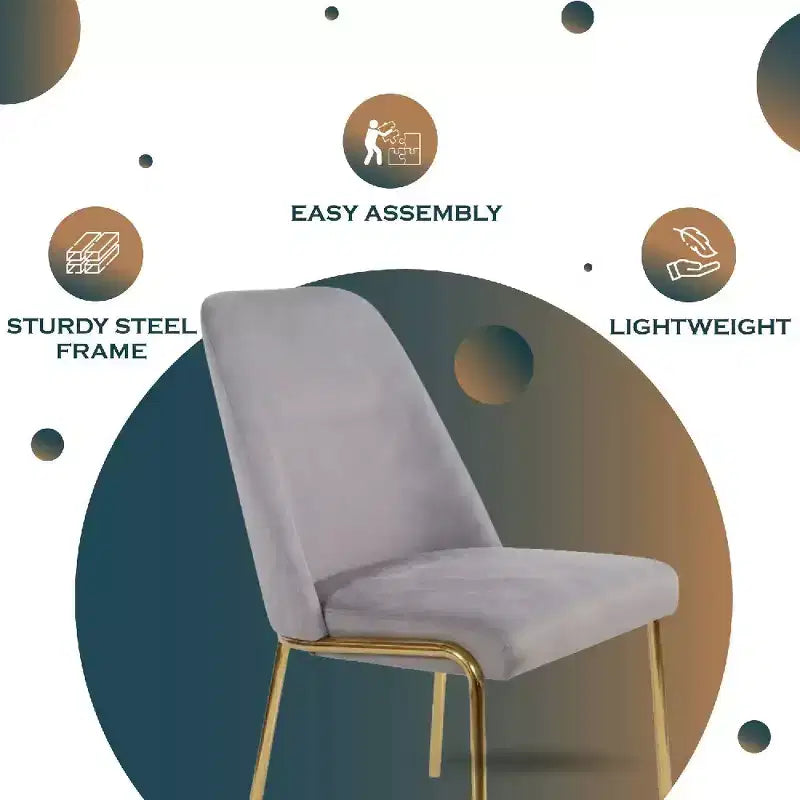LeisureMod Lumen Dining Chair  Modern Upholstered Kitchen Chair with Gold Steel Legs, Ergonomic Accent Chair