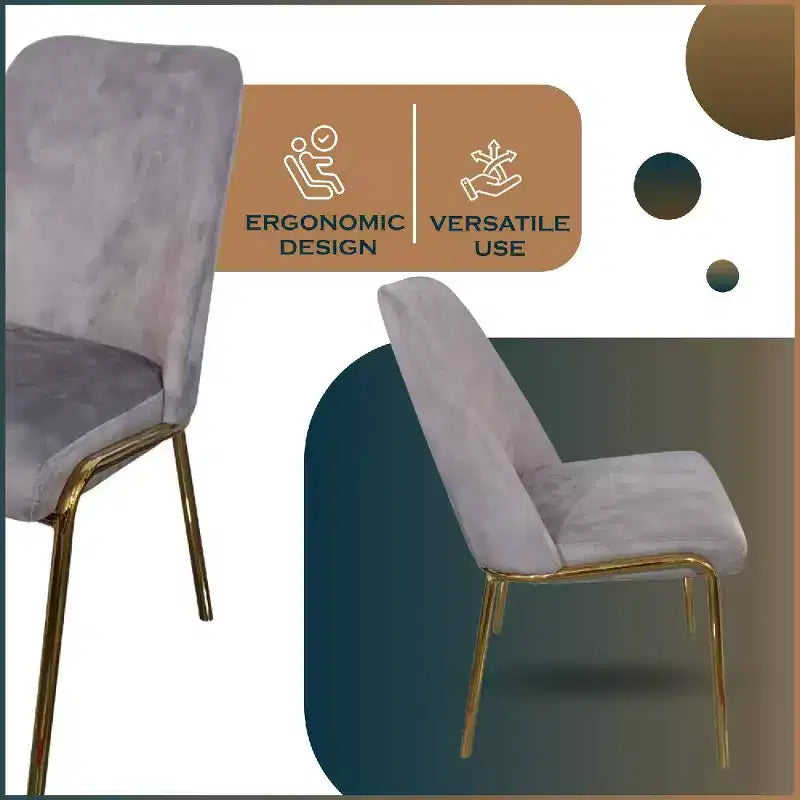 LeisureMod Lumen Dining Chair  Modern Upholstered Kitchen Chair with Gold Steel Legs, Ergonomic Accent Chair