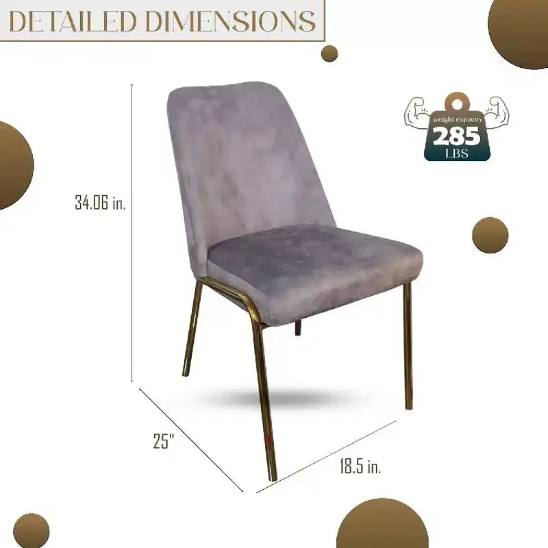 LeisureMod Lumen Dining Chair  Modern Upholstered Kitchen Chair with Gold Steel Legs, Ergonomic Accent Chair