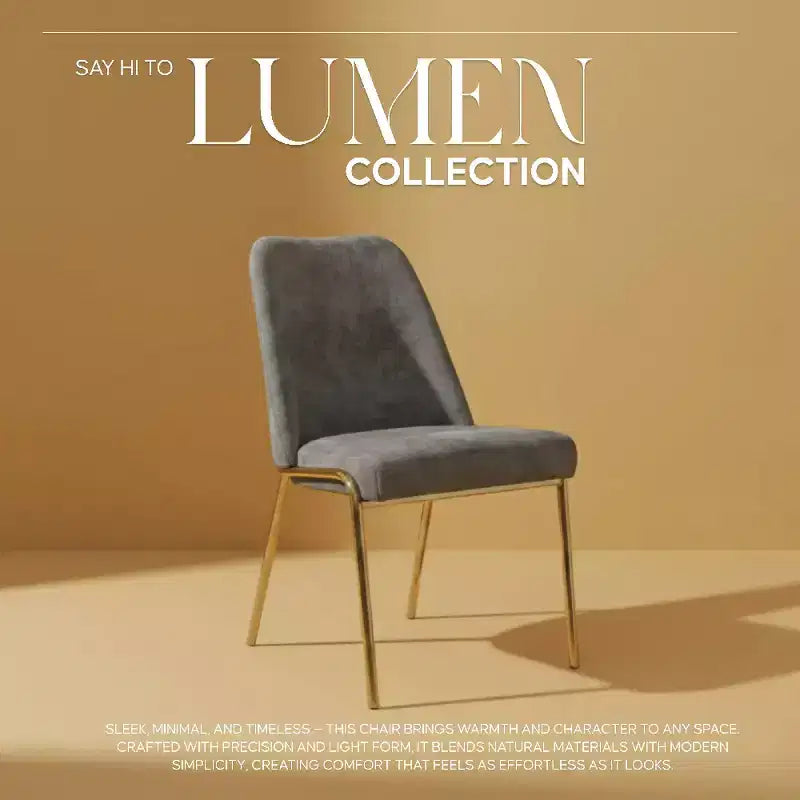 LeisureMod Lumen Dining Chair  Modern Upholstered Kitchen Chair with Gold Steel Legs, Ergonomic Accent Chair
