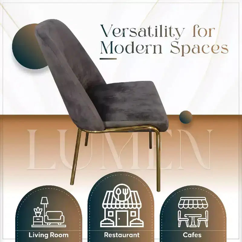 LeisureMod Lumen Dining Chair  Modern Upholstered Kitchen Chair with Gold Steel Legs, Ergonomic Accent Chair