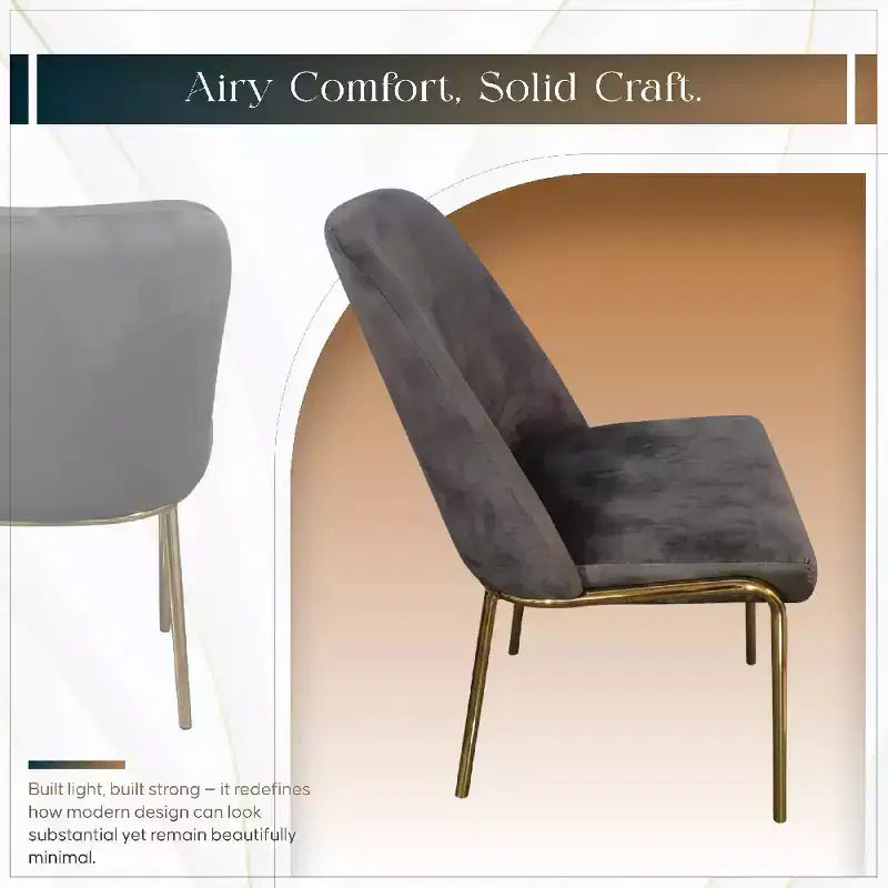 LeisureMod Lumen Dining Chair  Modern Upholstered Kitchen Chair with Gold Steel Legs, Ergonomic Accent Chair