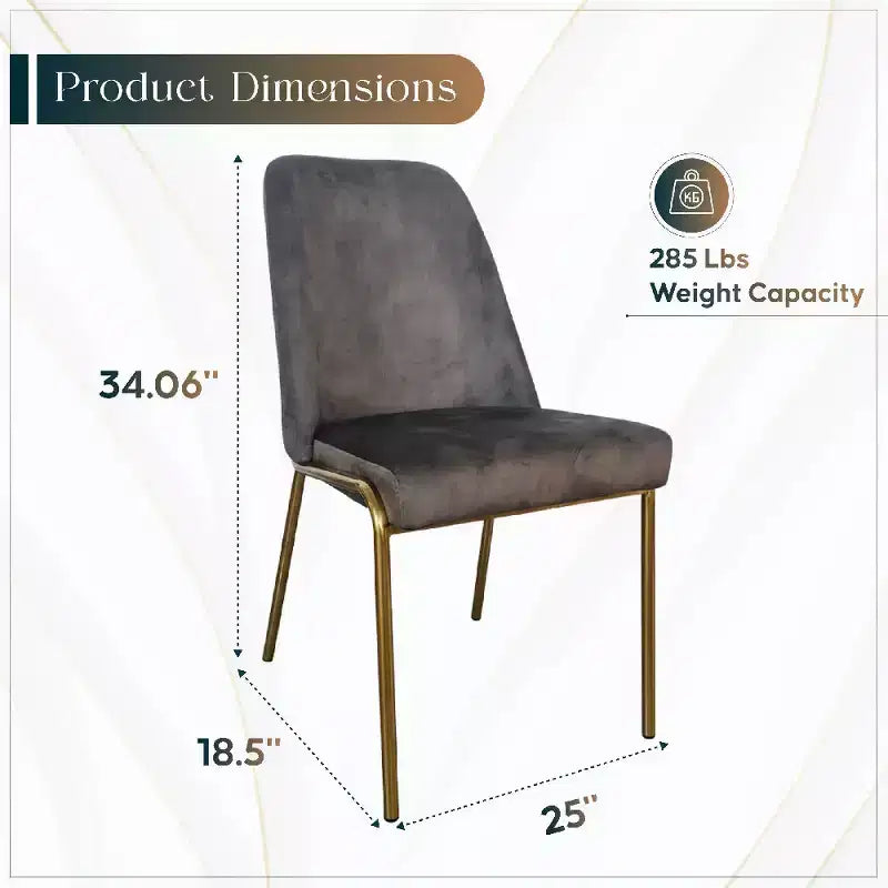 LeisureMod Lumen Dining Chair  Modern Upholstered Kitchen Chair with Gold Steel Legs, Ergonomic Accent Chair