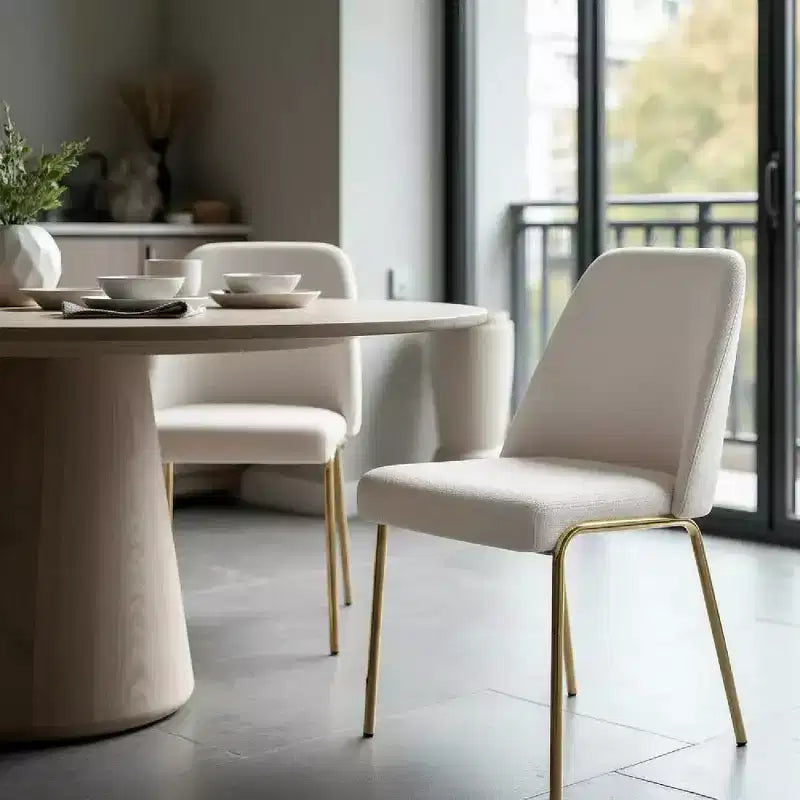 LeisureMod Lumen Dining Chair  Modern Upholstered Kitchen Chair with Gold Steel Legs, Ergonomic Accent Chair