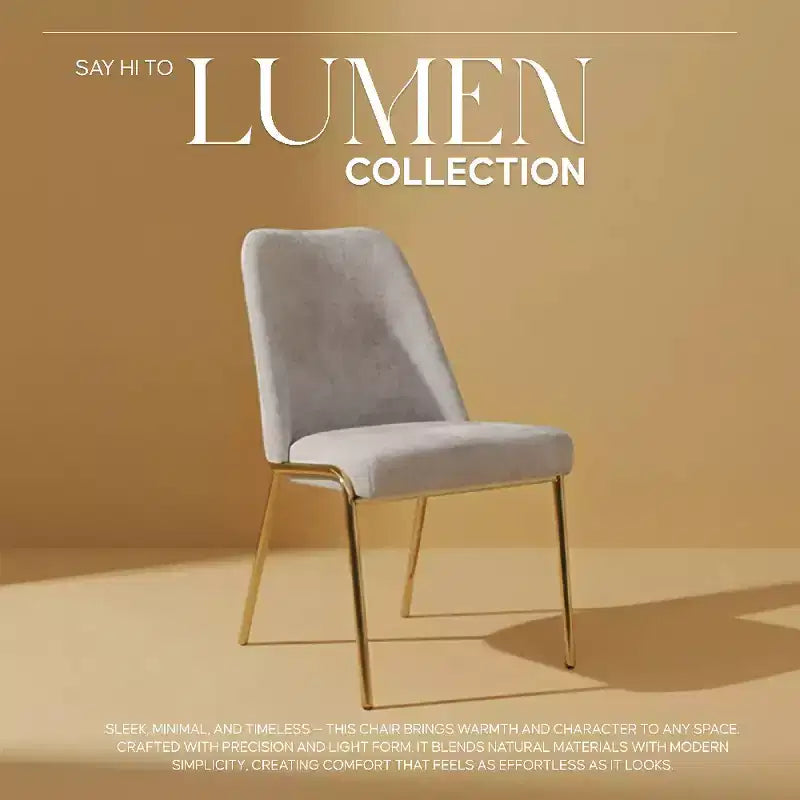 LeisureMod Lumen Dining Chair  Modern Upholstered Kitchen Chair with Gold Steel Legs, Ergonomic Accent Chair