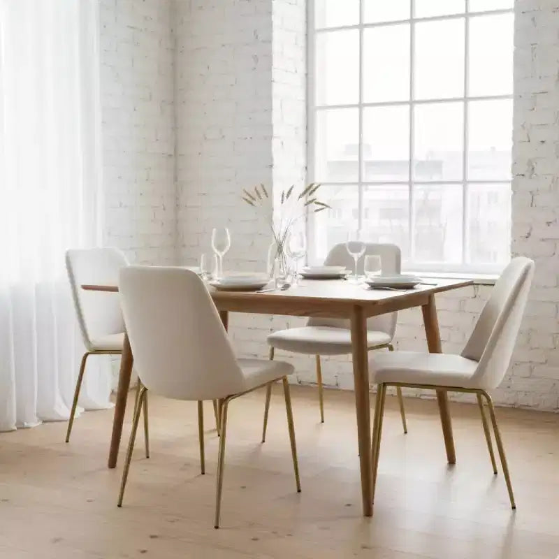 LeisureMod Lumen Dining Chair  Modern Upholstered Kitchen Chair with Gold Steel Legs, Ergonomic Accent Chair