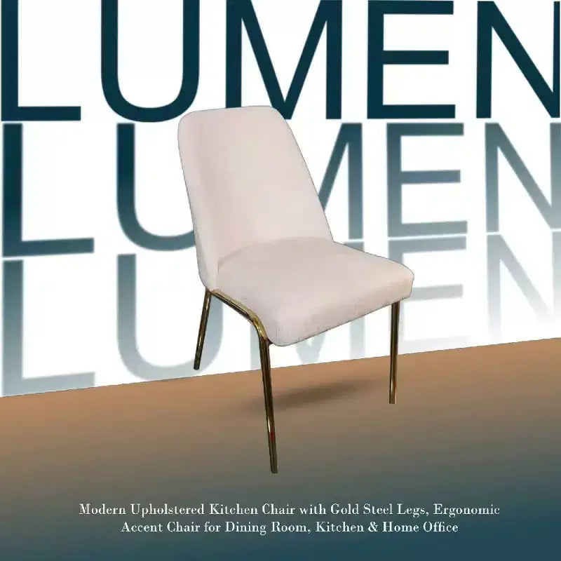 LeisureMod Lumen Dining Chair  Modern Upholstered Kitchen Chair with Gold Steel Legs, Ergonomic Accent Chair