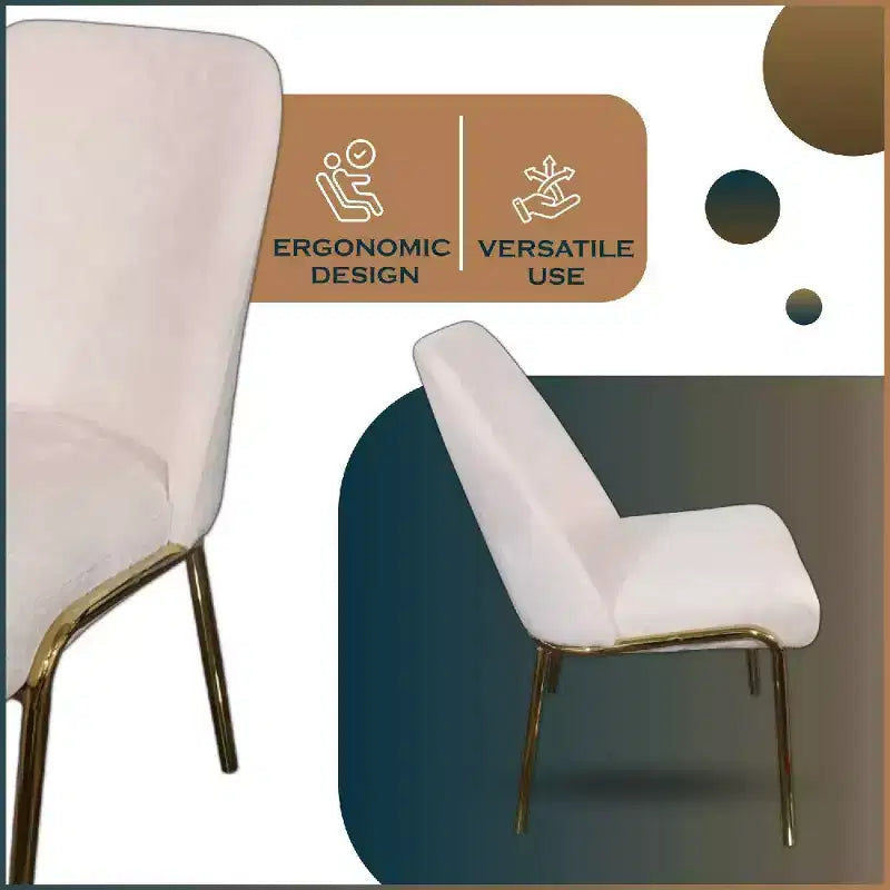 LeisureMod Lumen Dining Chair  Modern Upholstered Kitchen Chair with Gold Steel Legs, Ergonomic Accent Chair