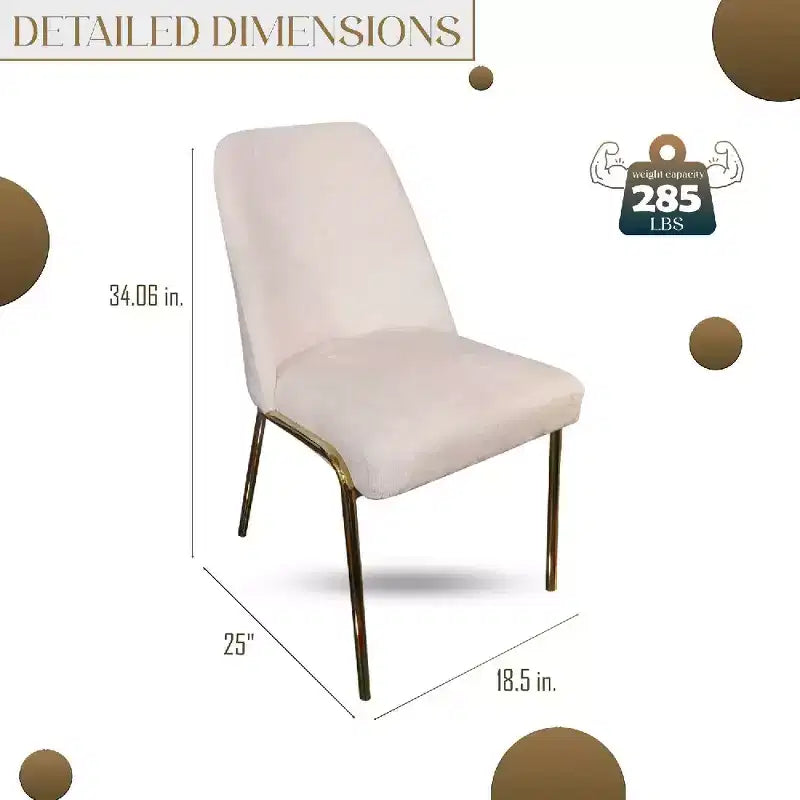 LeisureMod Lumen Dining Chair  Modern Upholstered Kitchen Chair with Gold Steel Legs, Ergonomic Accent Chair