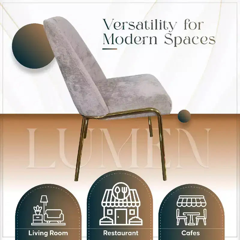 LeisureMod Lumen Dining Chair  Modern Upholstered Kitchen Chair with Gold Steel Legs, Ergonomic Accent Chair