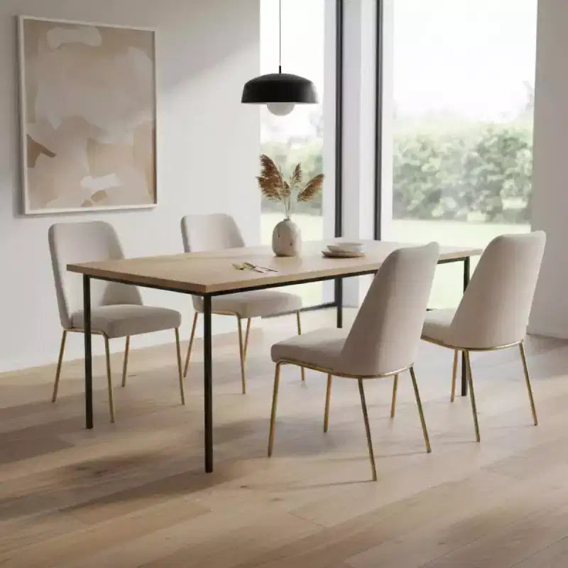 LeisureMod Lumen Dining Chair  Modern Upholstered Kitchen Chair with Gold Steel Legs, Ergonomic Accent Chair
