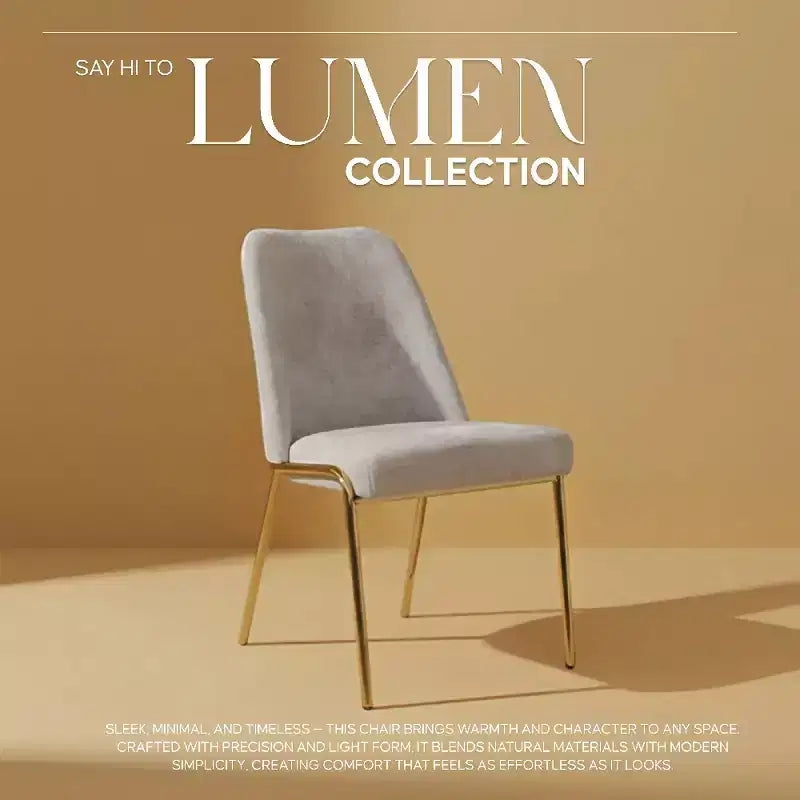LeisureMod Lumen Dining Chair  Modern Upholstered Kitchen Chair with Gold Steel Legs, Ergonomic Accent Chair