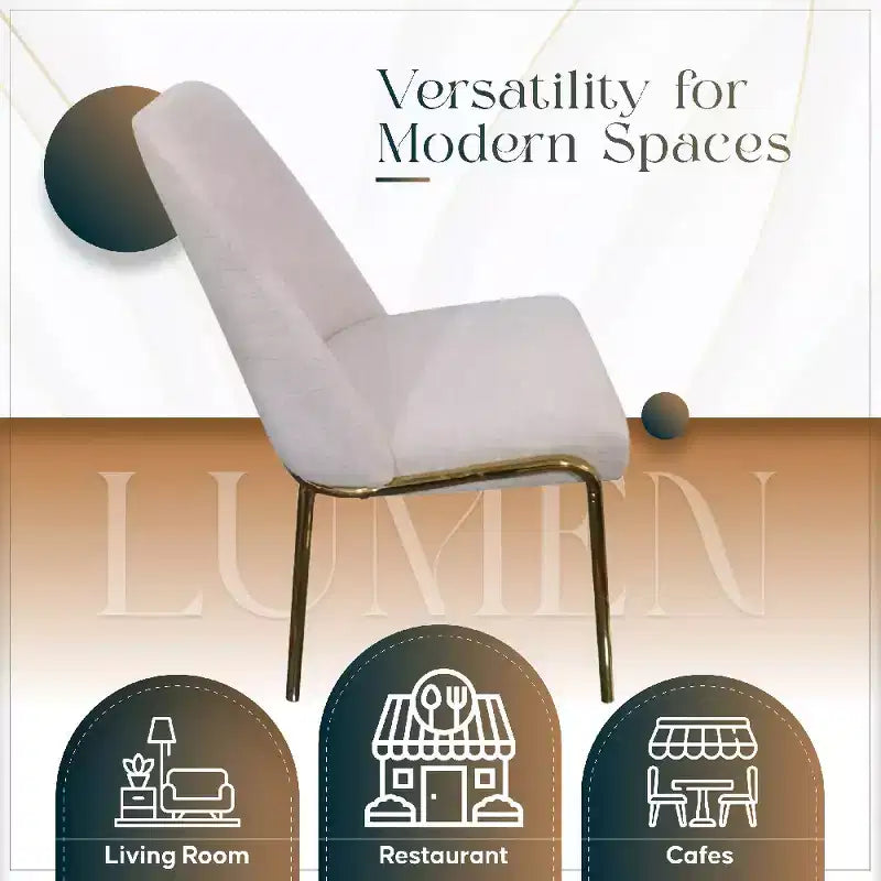 LeisureMod Lumen Dining Chair  Modern Upholstered Kitchen Chair with Gold Steel Legs, Ergonomic Accent Chair