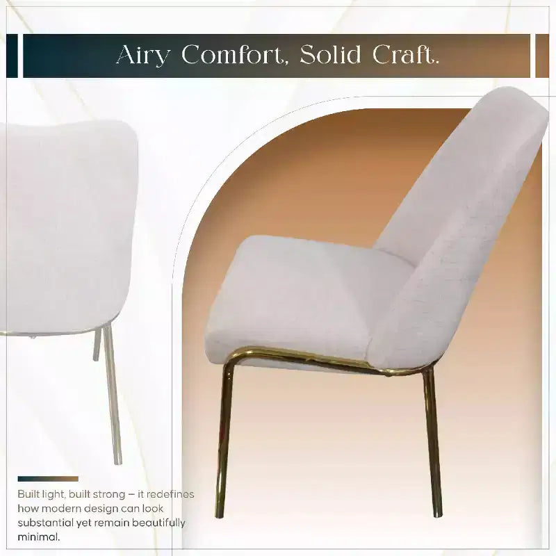 LeisureMod Lumen Dining Chair  Modern Upholstered Kitchen Chair with Gold Steel Legs, Ergonomic Accent Chair