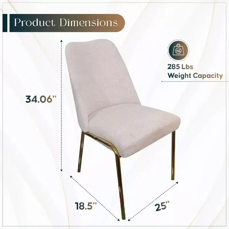 LeisureMod Lumen Dining Chair  Modern Upholstered Kitchen Chair with Gold Steel Legs, Ergonomic Accent Chair