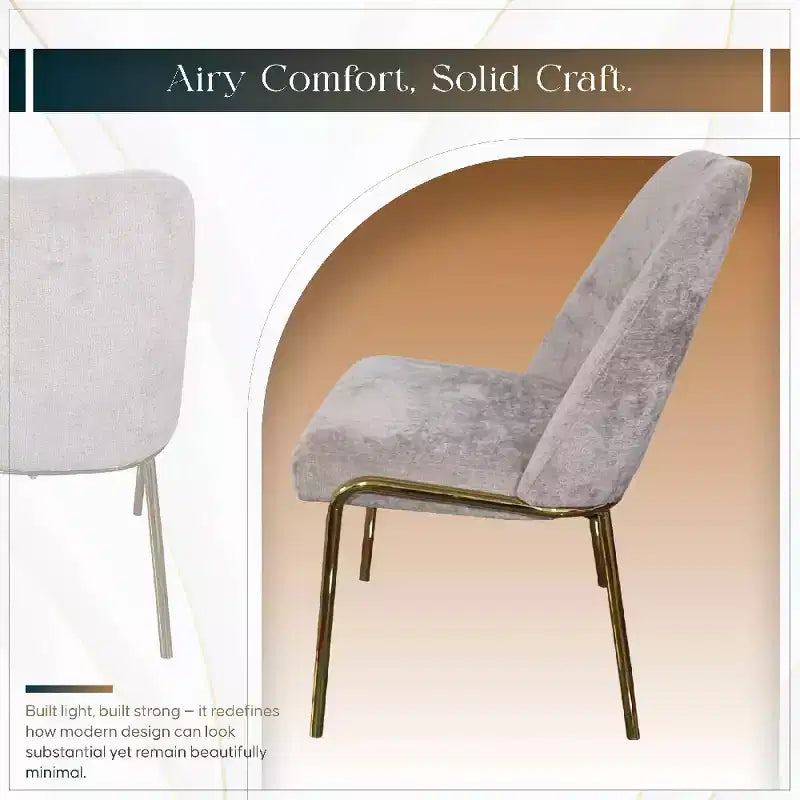 LeisureMod Lumen Dining Chair  Modern Upholstered Kitchen Chair with Gold Steel Legs, Ergonomic Accent Chair