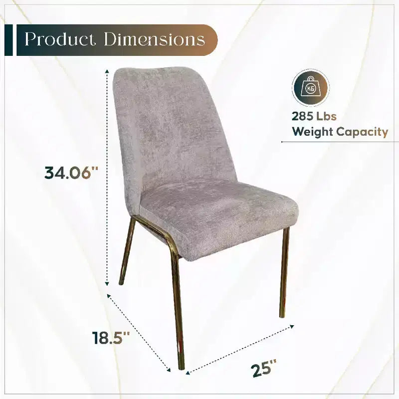 LeisureMod Lumen Dining Chair  Modern Upholstered Kitchen Chair with Gold Steel Legs, Ergonomic Accent Chair