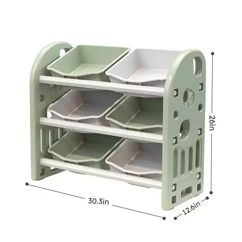 MAYEERTY Kids Toy Storage Organizer, 6 Bins HDPE Shelf Multi-functional, Playroom Bedroom Living Room, Pink