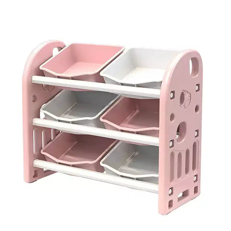 MAYEERTY Kids Toy Storage Organizer, 6 Bins HDPE Shelf Multi-functional, Playroom Bedroom Living Room, Pink