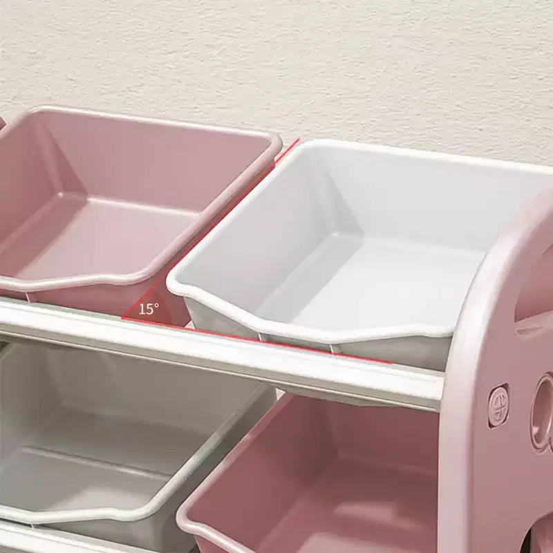 MAYEERTY Kids Toy Storage Organizer, 6 Bins HDPE Shelf Multi-functional, Playroom Bedroom Living Room, Pink