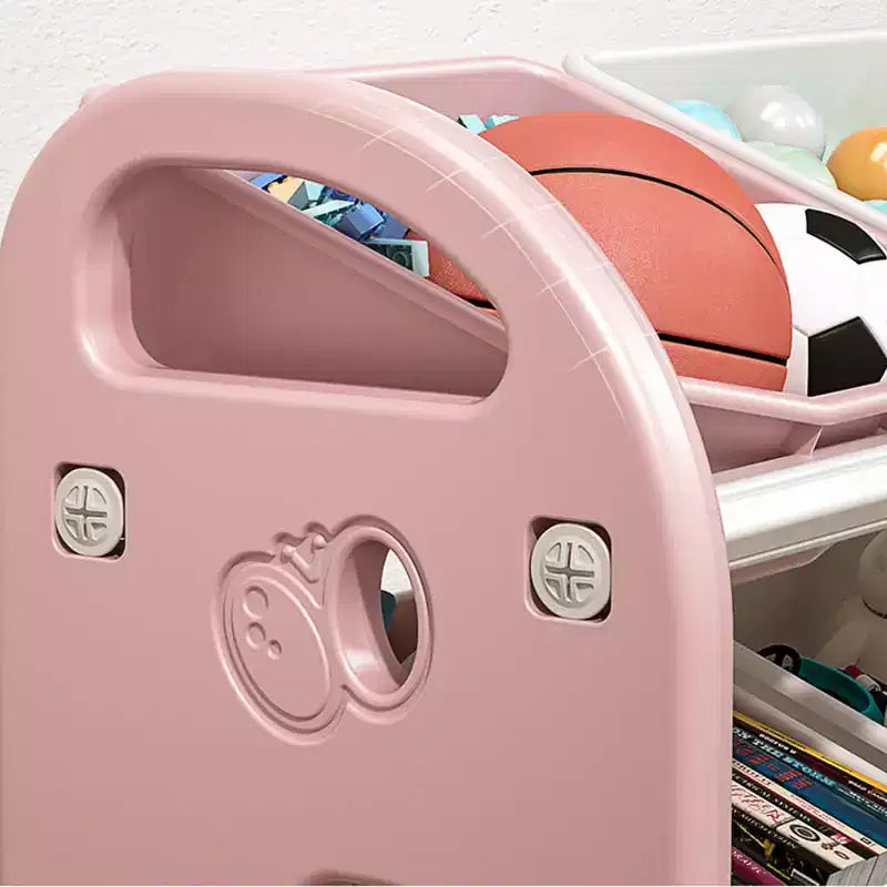 MAYEERTY Kids Toy Storage Organizer, 6 Bins HDPE Shelf Multi-functional, Playroom Bedroom Living Room, Pink