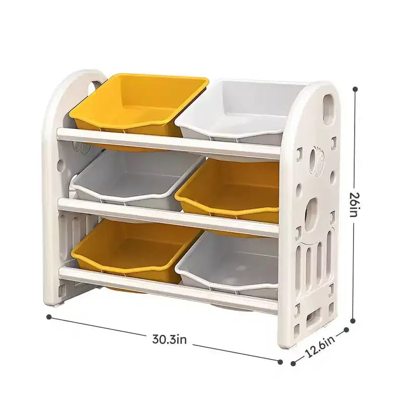 MAYEERTY Kids Toy Storage Organizer, 6 Bins HDPE Shelf Multi-functional, Playroom Bedroom Living Room, Pink