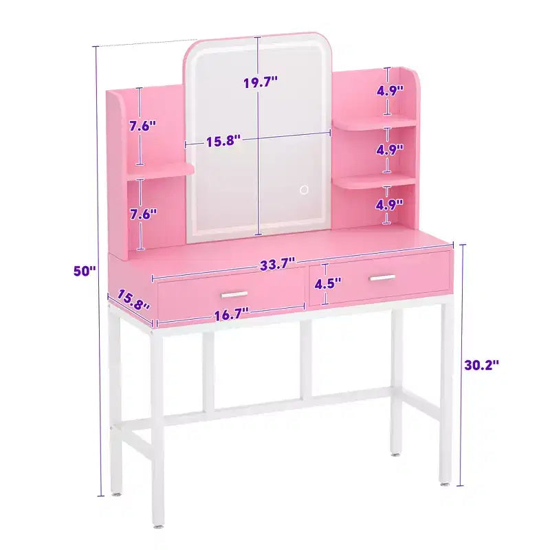 Makeup Vanity with Mirror and Lights, Vanity Table with Drawers