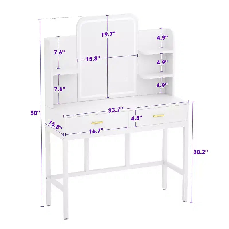 Makeup Vanity with Mirror and Lights, Vanity Table with Drawers