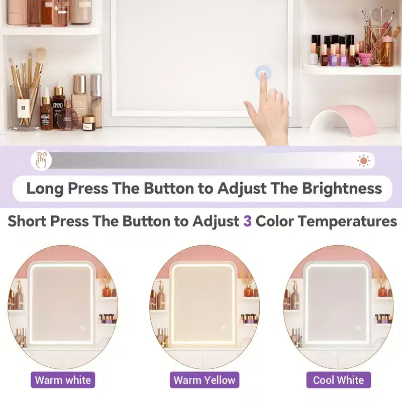 Makeup Vanity with Mirror and Lights, Vanity Table with Drawers